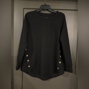 NWOT New York Laundry Black Long Sleeve Top with Button Accents size Medium